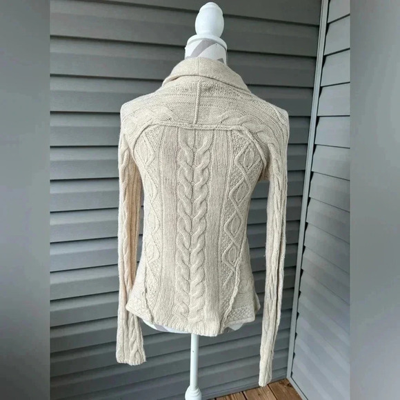 Y2k Banana Republic Alpaca Blend Cable Knit Babydoll Cardigan Sweater Sz M - Picture 3 of 8